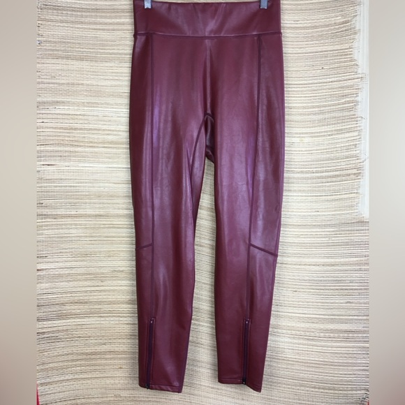 A.L.C. Emile Faux Leather Cropped Leggings Pull-on Pants In Dark Cherry Red Sz 8 - Picture 4 of 12